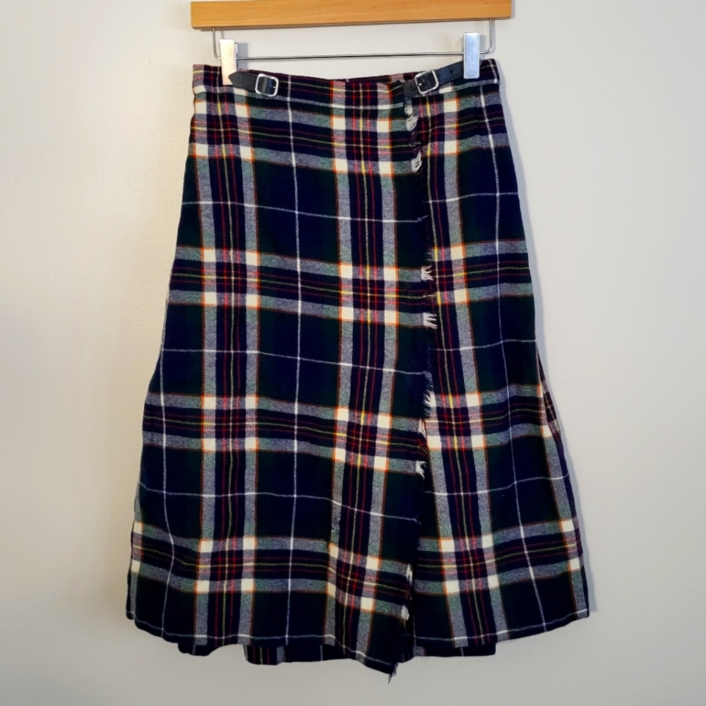 Wool Kilt Style Wrap Skirt